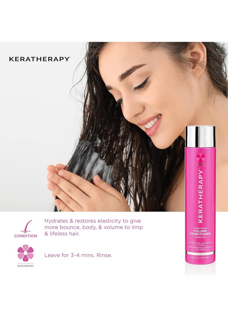 Keratherapy Keratin Infused Volume Conditioner, 10.1 fl. oz., 300 ml - Thin Hair Conditioner for Volume & Thickening - With Hemp Seed Oil, Indian Laurel Extract, Sea Kelp & Hydrolyzed Silk