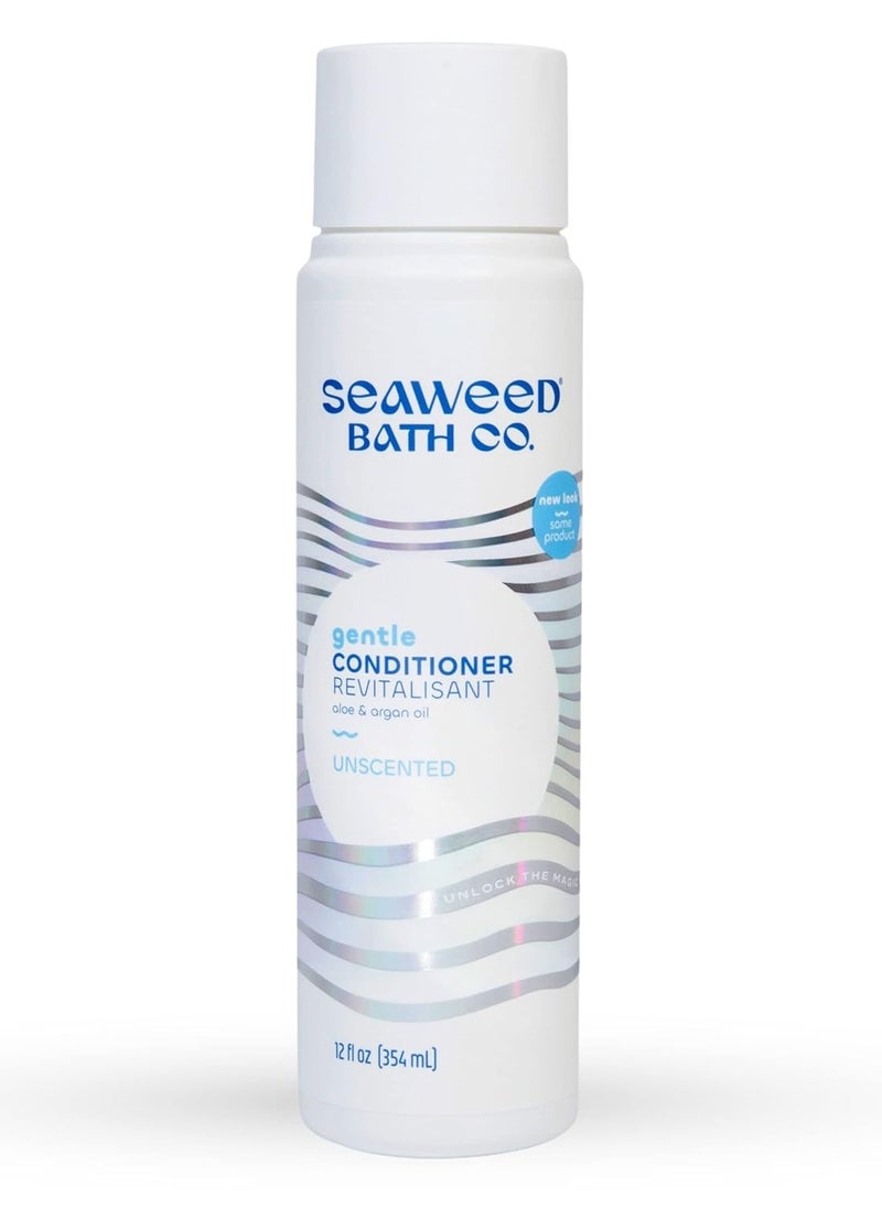 Seaweed Bath Co. Gentle Conditioner, Unscented, 12 Ounce, Sustainably Harvested Seaweed, Aloe, Argan Oil, for Sensitive Scalps