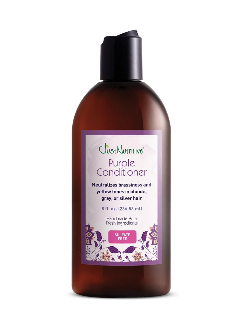 Just Nutritive Purple Conditioner for Blonde, Gray, White, Silver, and Bleached Hair - Eliminate Brassiness, Boost Shine, Repairs, Hydrates, Sulfate-Free, Paraben-Free, Gentle on Scalp, 8 oz.