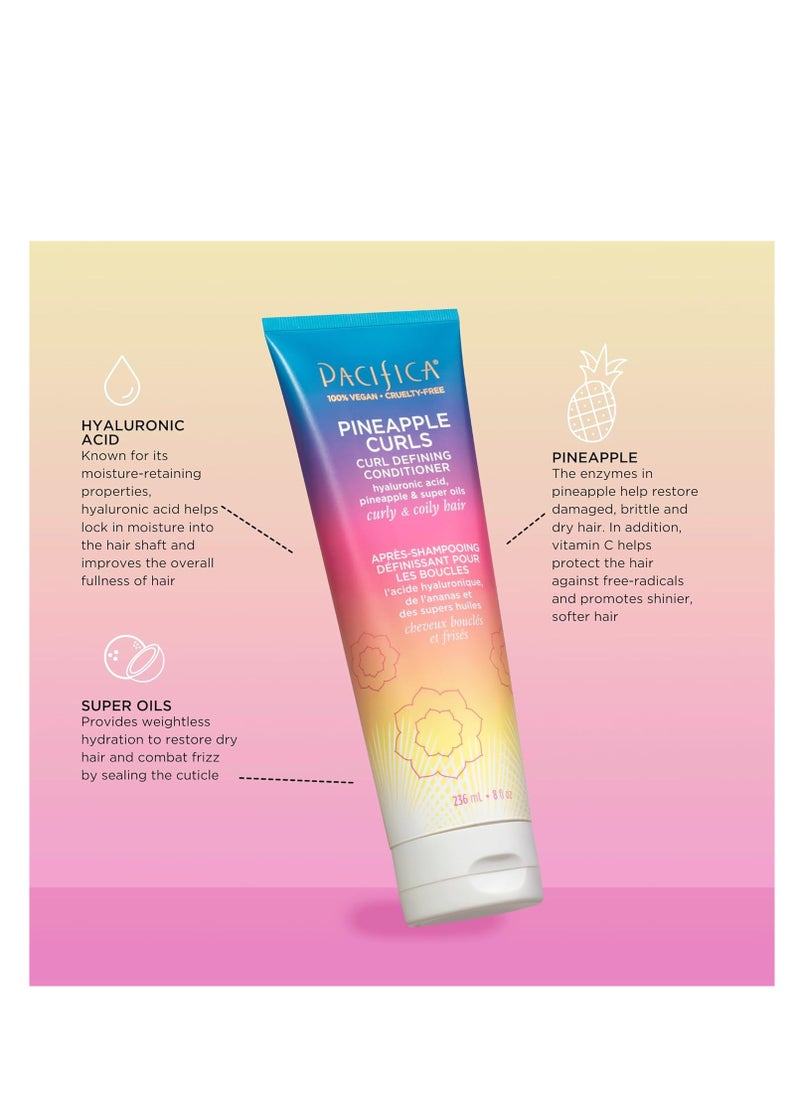 Pacifica Beauty, Pineapple Curls Defining Natural Conditioner, For Curly, Coily and Textured Hair Types, Pineapple Scent, Sulfate Free and Silicone Free, 100% Vegan and Cruelty Free
