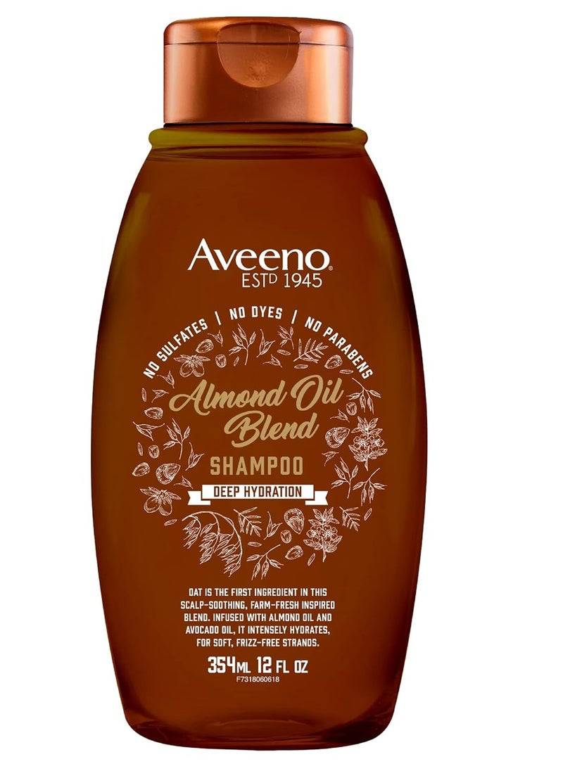 Aveeno Almond Oil Blend Sulfate-Free Shampoo with Avocado Oil for Intense Hydration, Deep Moisturizing Shampoo for Thick, Curly, Frizzy or Coarse Hair, Paraben & Dye-Free, 12 Fl Oz