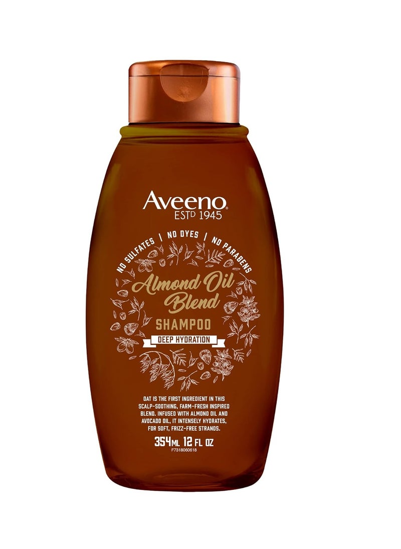 Aveeno Almond Oil Blend Sulfate-Free Shampoo with Avocado Oil for Intense Hydration, Deep Moisturizing Shampoo for Thick, Curly, Frizzy or Coarse Hair, Paraben & Dye-Free, 12 Fl Oz