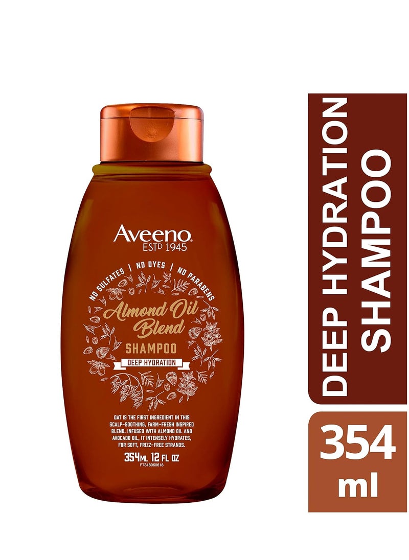 Aveeno Almond Oil Blend Sulfate-Free Shampoo with Avocado Oil for Intense Hydration, Deep Moisturizing Shampoo for Thick, Curly, Frizzy or Coarse Hair, Paraben & Dye-Free, 12 Fl Oz