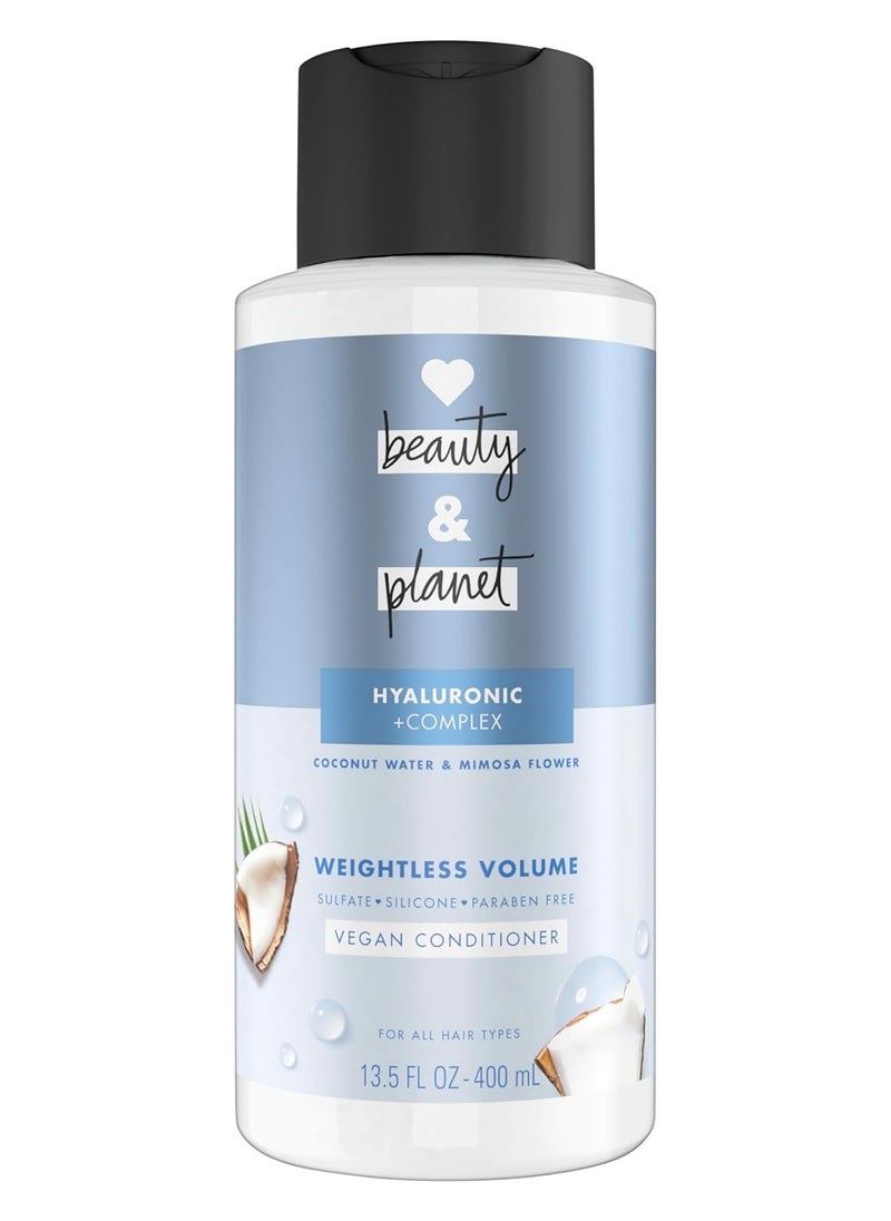 Love Beauty and Planet Weightless Volume Conditioner with Hylauronic acid Coconut Water & Mimosa Flower for Thin and Fine Hair Care 13.5 oz