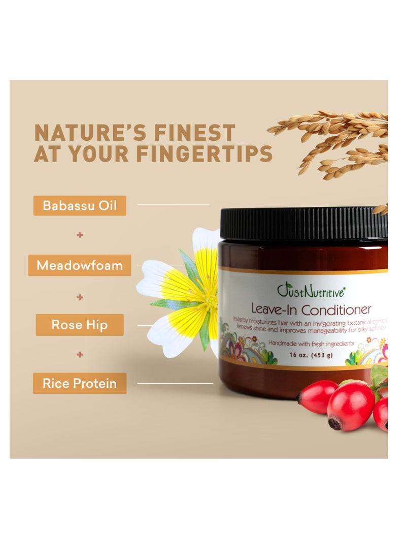 Just Nutritive Leave in Conditioner/Multitasking Leave In for All Hair Types/Pure ingredients fight frizz, split ends and creates radiant healthy shine