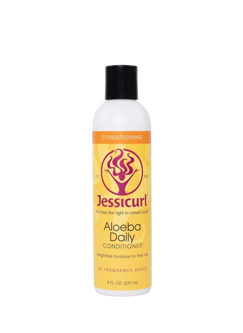 Jessicurl, Aloeba Daily Conditioner for Curly Hair, No Fragrance Added, 8 Fl oz. Leave in Conditioner and Hair Detangler for Fine Hair