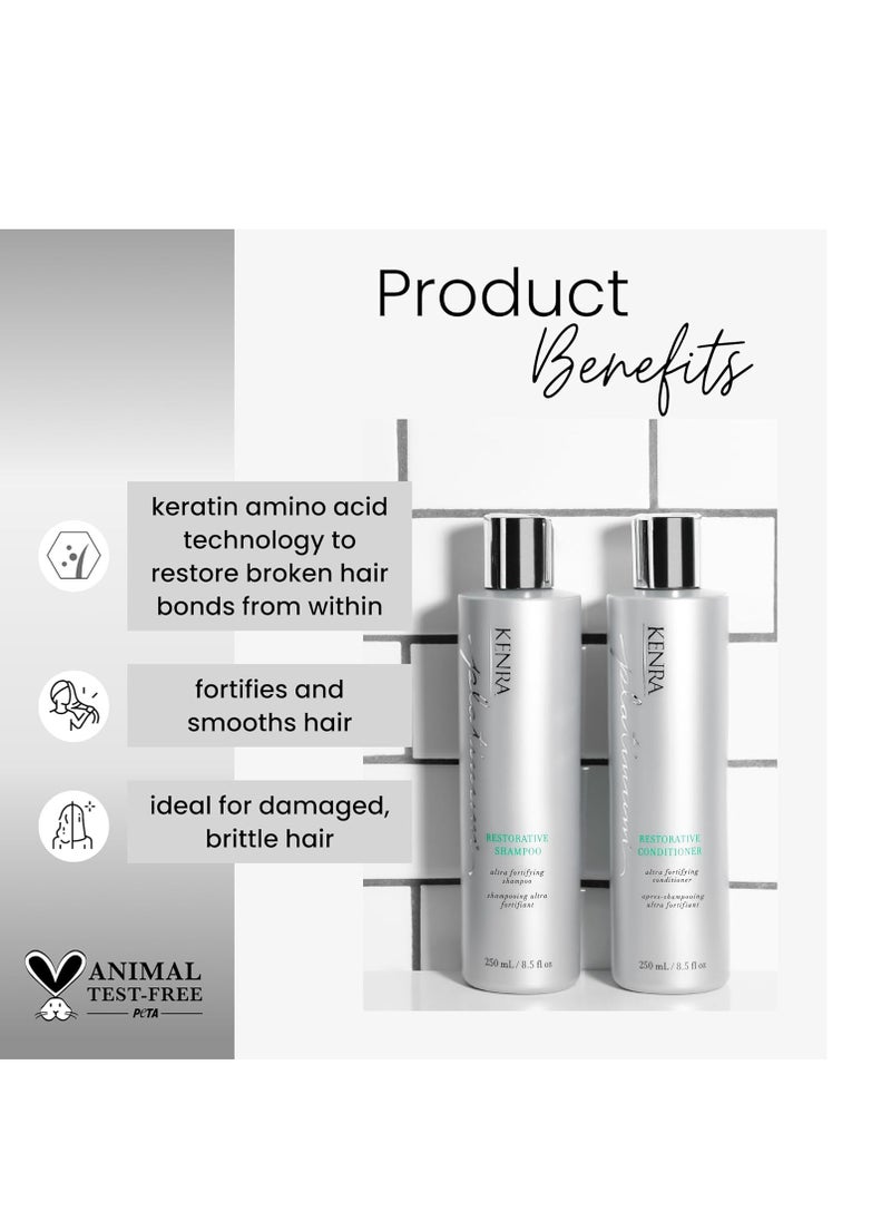Kenra Platinum Restorative Shampoo/Conditioner |Ultra Fortifying | Instantly Fortifies To Restore Smoothness, Suppleness, & Shine | Restores Broken Hair Bonds From Within | All Hair Types