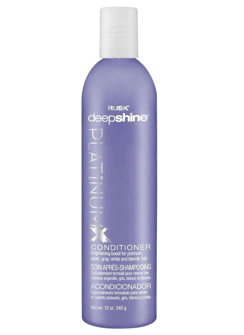 RUSK Deepshine Platinum Conditioner, Gentle Conditioner Eliminates Brassiness, Brightening Boost for Platinum, Silver, Gray, White, and Blonde Hair, 12 oz.