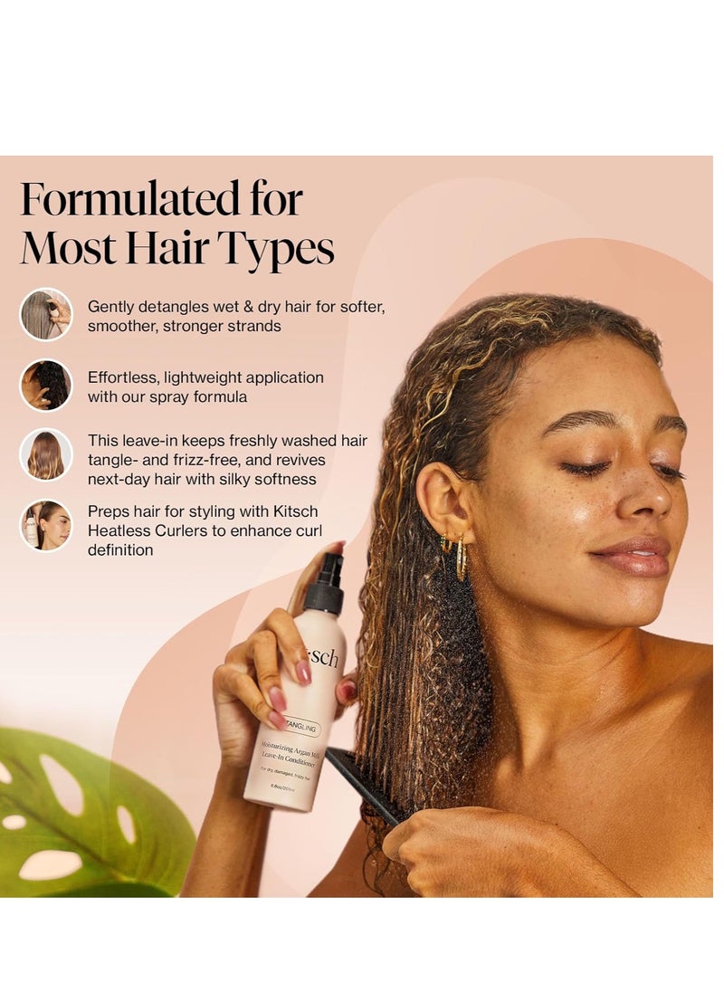 Kitsch Argan Milk Leave-In Conditioner - Hydrating & Nourishing Hair Treatment, Sulfate-Free Frizz Control Spray, Enhances Shine & Softness, Lightweight, Non-Greasy Formula for All Hair Types - 6.8oz
