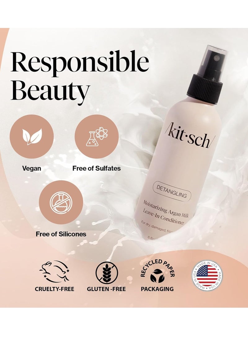 Kitsch Argan Milk Leave-In Conditioner - Hydrating & Nourishing Hair Treatment, Sulfate-Free Frizz Control Spray, Enhances Shine & Softness, Lightweight, Non-Greasy Formula for All Hair Types - 6.8oz