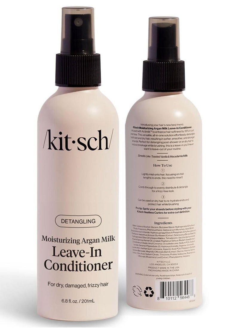 Kitsch Argan Milk Leave-In Conditioner - Hydrating & Nourishing Hair Treatment, Sulfate-Free Frizz Control Spray, Enhances Shine & Softness, Lightweight, Non-Greasy Formula for All Hair Types - 6.8oz