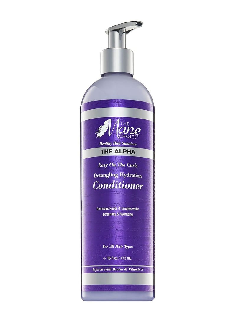 The Mane Choice The Alpha Easy On The Curls Hydration Curly Hair Conditioner, Nourishing Detangling Conditioner Enriched with Biotin & Vitamin E, Sulfate & Paraben-Free, 16 oz