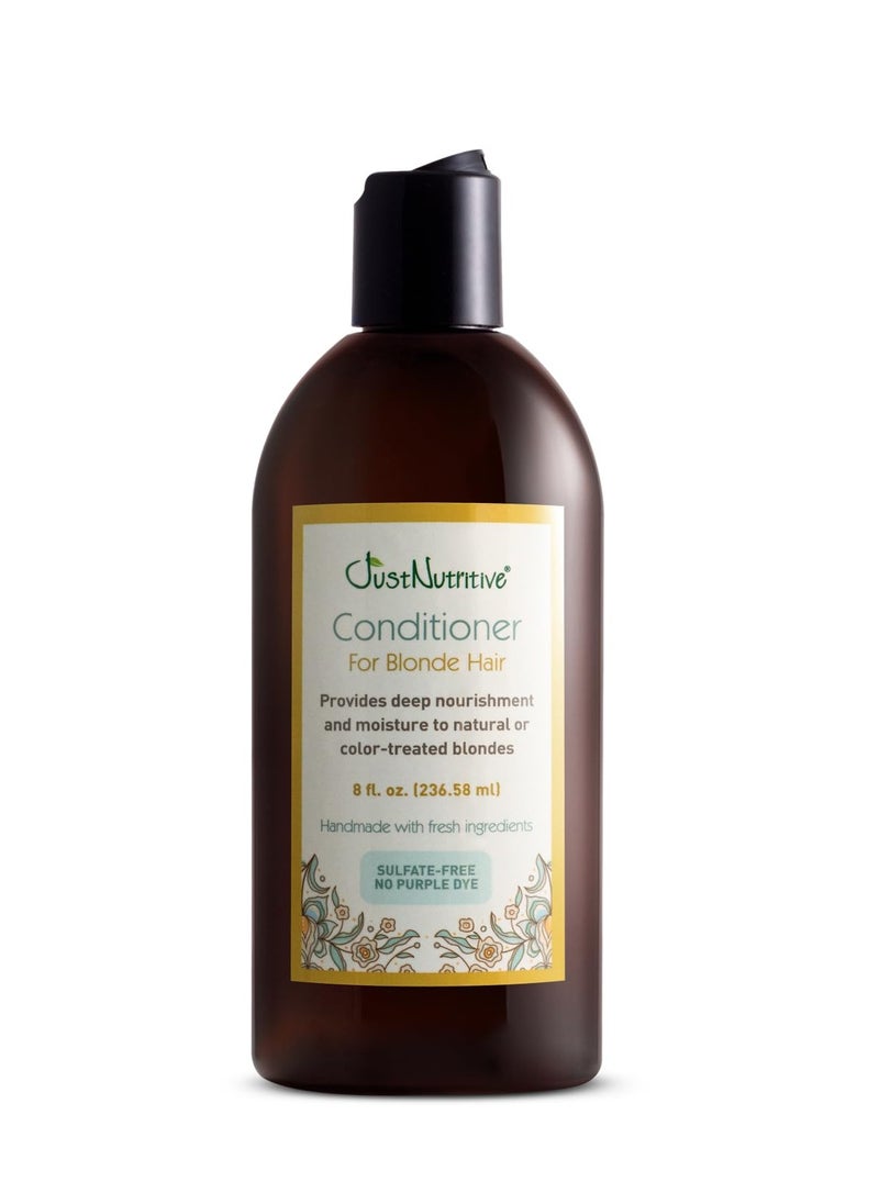 Just Nutritive Conditioner for Blonde Natural & Color-Treated Hair, Brassy Tones Neutralizer, No Purple Dye, Deep Nourishment, Silicone Free, Phthalate Free, Paraben Free, 8 oz. Bottle