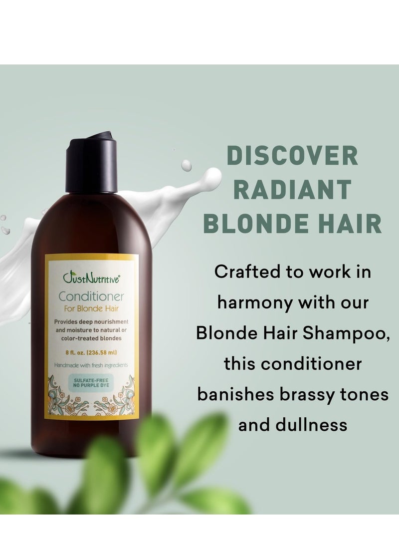 Just Nutritive Conditioner for Blonde Natural & Color-Treated Hair, Brassy Tones Neutralizer, No Purple Dye, Deep Nourishment, Silicone Free, Phthalate Free, Paraben Free, 8 oz. Bottle