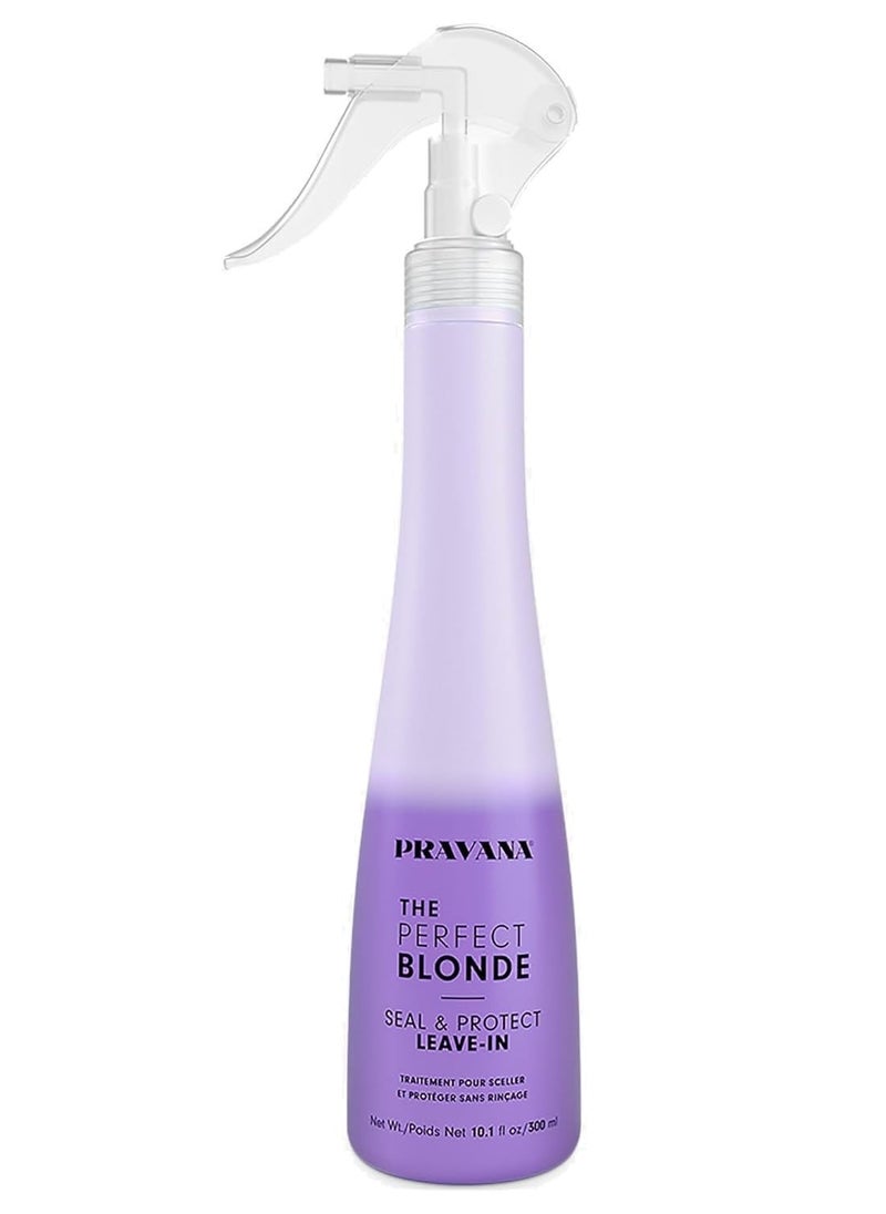 PRAVANA The Perfect Blonde Seal & Protect Leave-In Conditioner Spray Treatment Detangler | Neutralizes Brassy, Yellow Tones | For Color-Treated Hair | Adds Strength, Shine, Elasticity