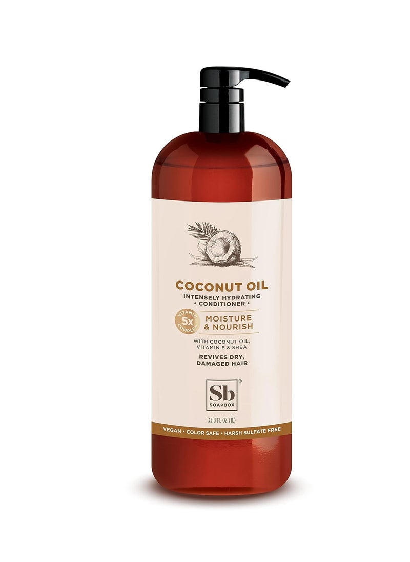 Soapbox Coconut Oil Conditioner, Sulfate & Paraben Free, Silicone Free, Color Safe, and Vegan Hair Conditioner (33.8 Ounces)