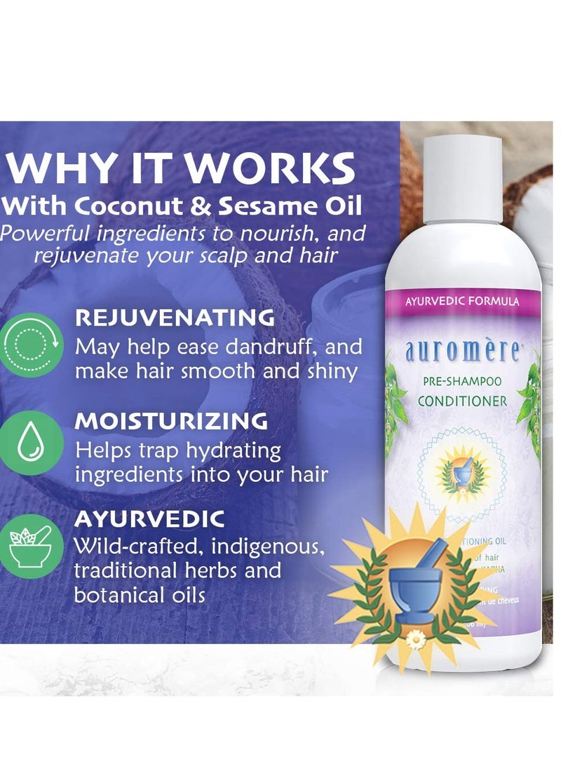 Auromere Ayurvedic Pre-Shampoo Conditioner - Vegan, Cruelty-Free, Non-GMO, Moisturizing, Paraben-Free, Sulfate-Free Hair Oil for All Hair Types (7 fl oz)
