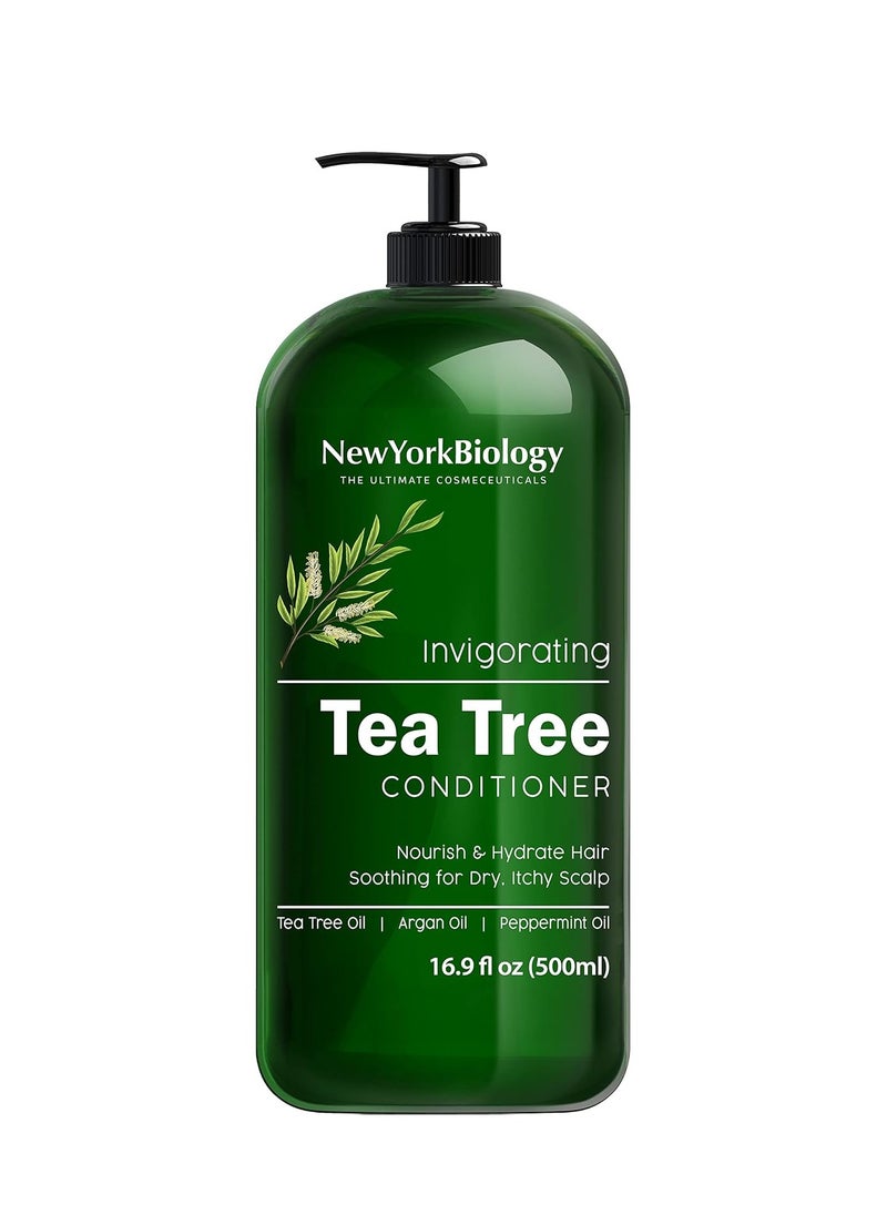New York Biology Tea Tree Conditioner – Deep Cleanser – Relief for Dandruff and Dry Itchy Scalp – Therapeutic Grade - Helps Promote Hair Growth – 16.9 fl Oz
