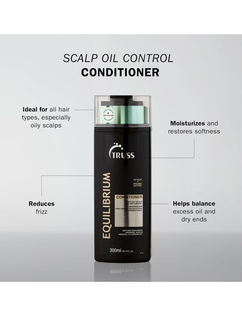 TRUSS Equilibrium Hair Conditioner - Powerful Hair Repair in a Hydrating Conditioner for Damaged Hair - Reduce Excess Oil While Strengthening + Detangling Strands - (300 ml)