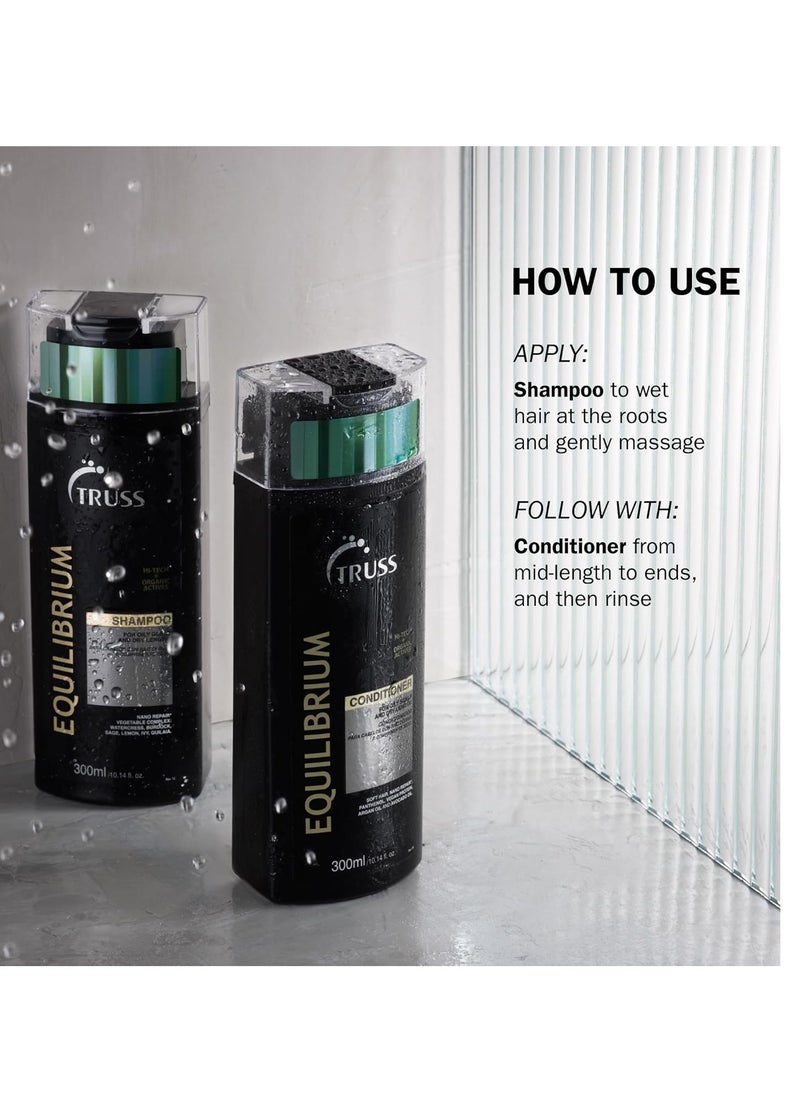 TRUSS Equilibrium Hair Conditioner - Powerful Hair Repair in a Hydrating Conditioner for Damaged Hair - Reduce Excess Oil While Strengthening + Detangling Strands - (300 ml)