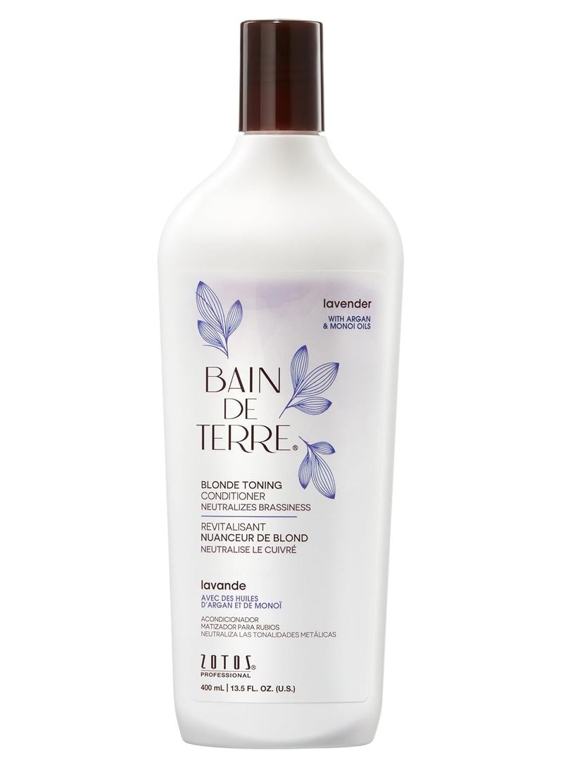 Bain de Terre Lavender Blonde Toning Conditioner, Neutralize Brassy Tones for Cool Blonde, Highlighted or Gray Hair, with Argan & Monoi Oils, Paraben-Free, Vegan,13.5 Fl Oz