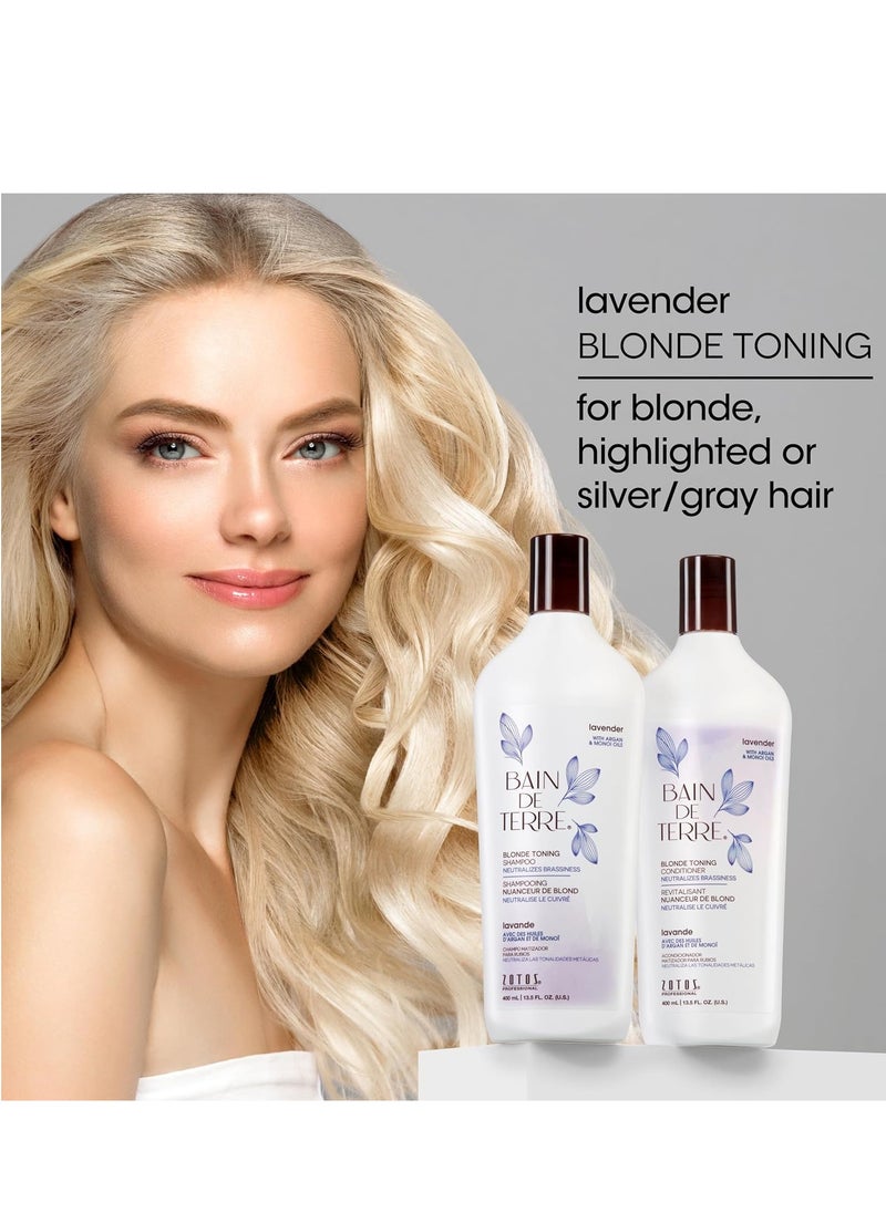 Bain de Terre Lavender Blonde Toning Conditioner, Neutralize Brassy Tones for Cool Blonde, Highlighted or Gray Hair, with Argan & Monoi Oils, Paraben-Free, Vegan,13.5 Fl Oz