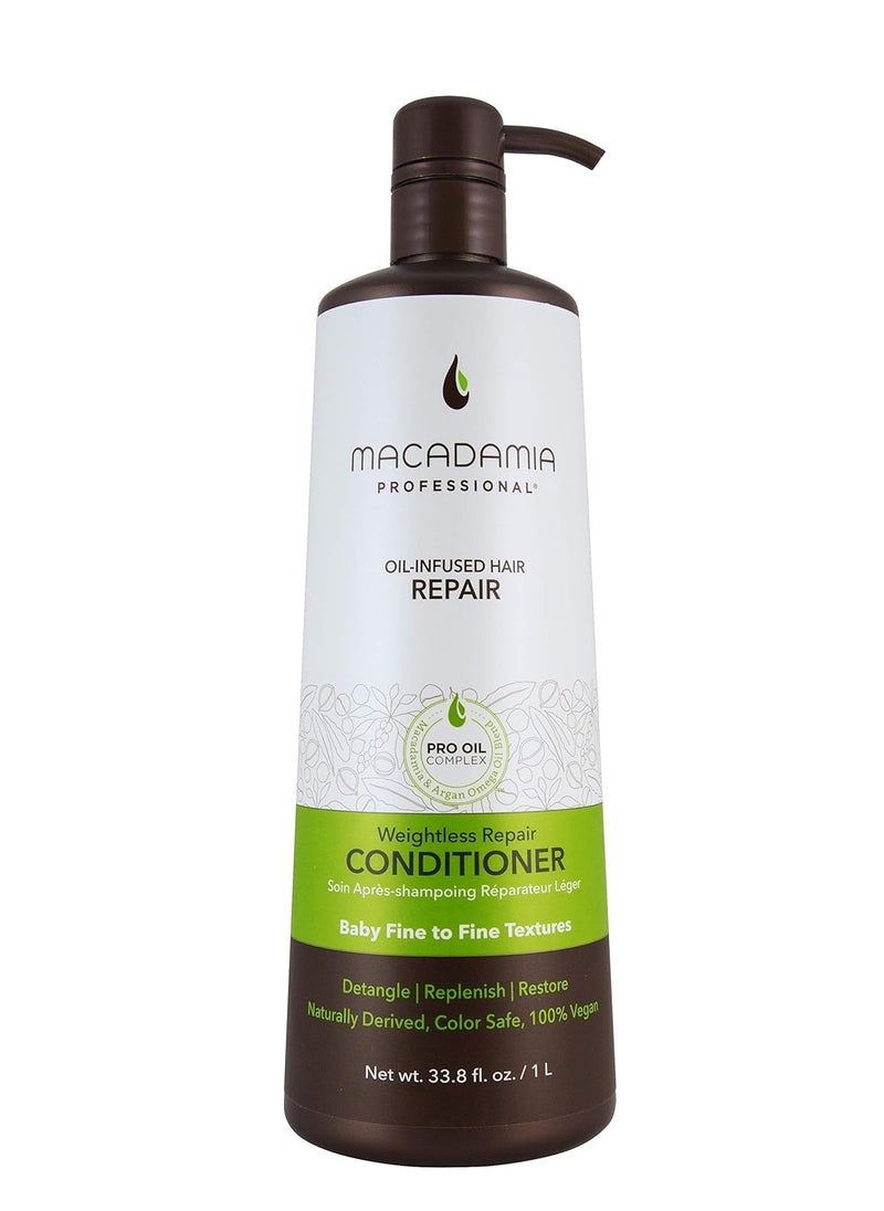 Macadamia Professional Hair Care Sulfate & Paraben Free Natural Organic Cruelty-Free Vegan Hair Products Weightless Repair Hair Conditioner, Green, Conditioner, 33.8 Fl Oz