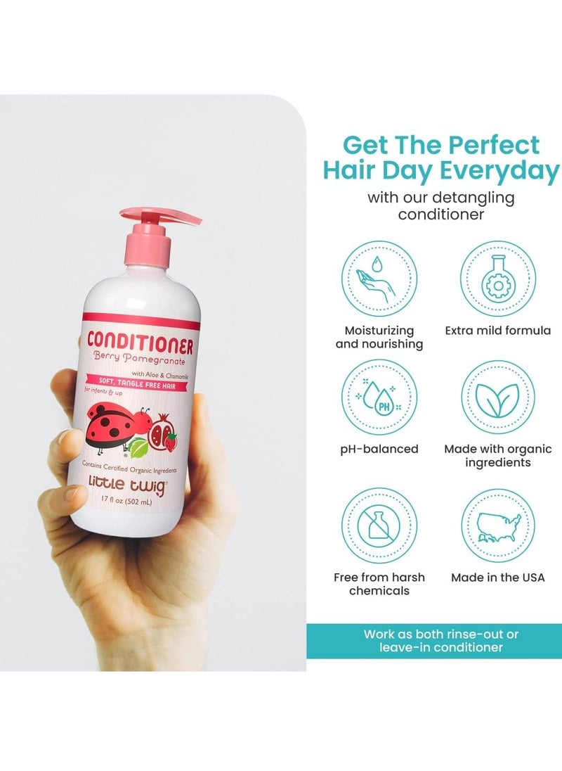 Little Twig Detangling Conditioner, Natural Conditioner with Plant Derived Formula, Hair Conditioner with Essential Oils and Extracts, Suitable for Whole Family, Berry Pomegranate, 17 fl oz.
