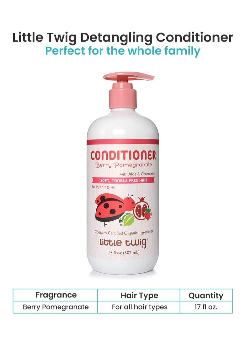 Little Twig Detangling Conditioner, Natural Conditioner with Plant Derived Formula, Hair Conditioner with Essential Oils and Extracts, Suitable for Whole Family, Berry Pomegranate, 17 fl oz.