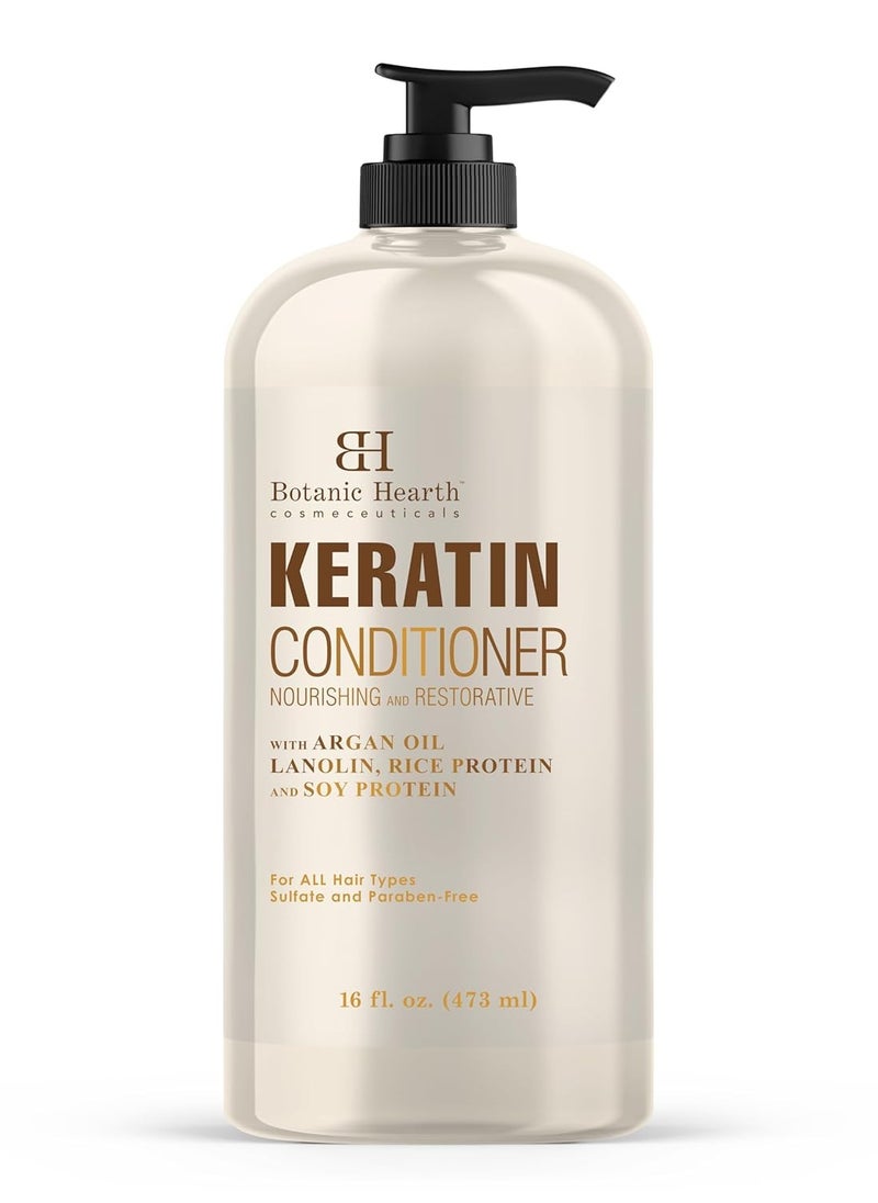 Botanic Hearth Keratin Conditioner with Argan Oil - Sulfate-Free Hair Treatment for All Hair Types, Normal, Dry or Damaged, Color Treated - 16 fl oz