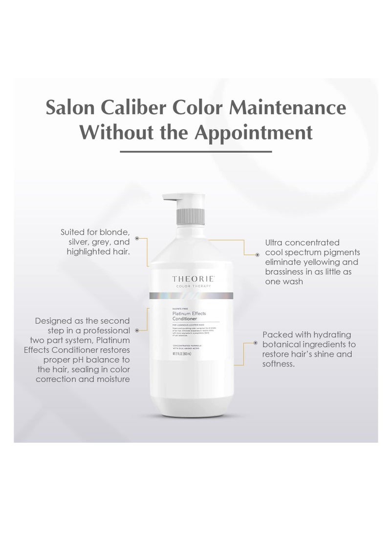 Theorie Platinum Effects Conditioner- Concentrated Color Maintenance and Correction for Blonde, Silver & Color Treat Hair. Potent Pigments Eliminate Brassiness & Yellowing. (800 mL)