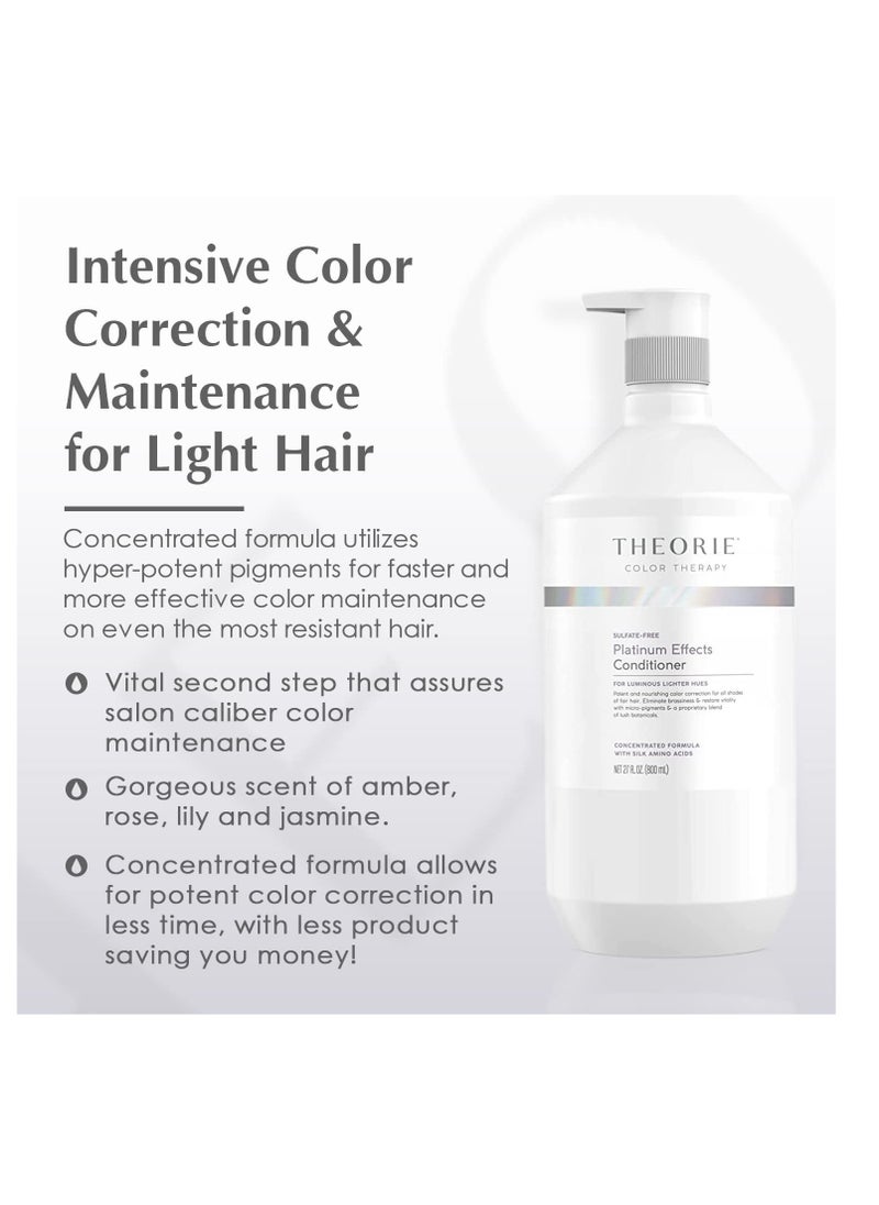 Theorie Platinum Effects Conditioner- Concentrated Color Maintenance and Correction for Blonde, Silver & Color Treat Hair. Potent Pigments Eliminate Brassiness & Yellowing. (800 mL)