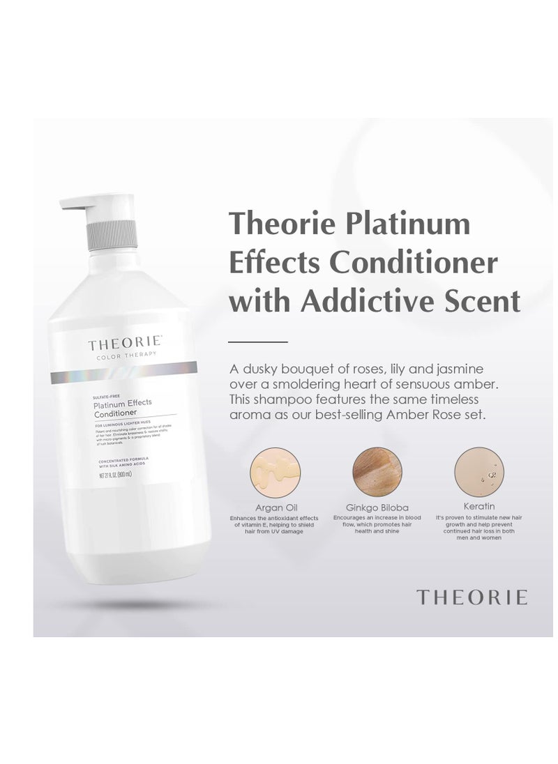 Theorie Platinum Effects Conditioner- Concentrated Color Maintenance and Correction for Blonde, Silver & Color Treat Hair. Potent Pigments Eliminate Brassiness & Yellowing. (800 mL)