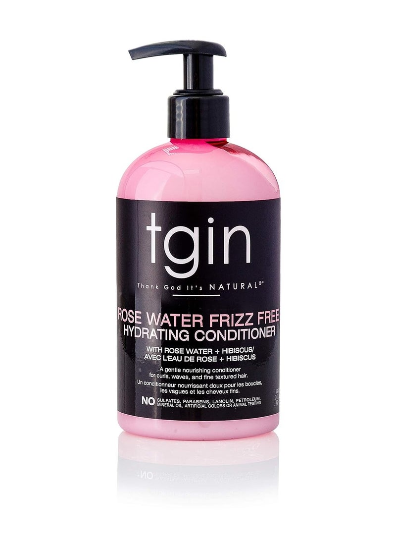tgin Rose Water Frizz-Free Hydrating Conditioner, for Curly, Coily and Wavy Hair, with Rose Water and Acai Berry, Moisturizes Low Porosity Hair, 13 oz