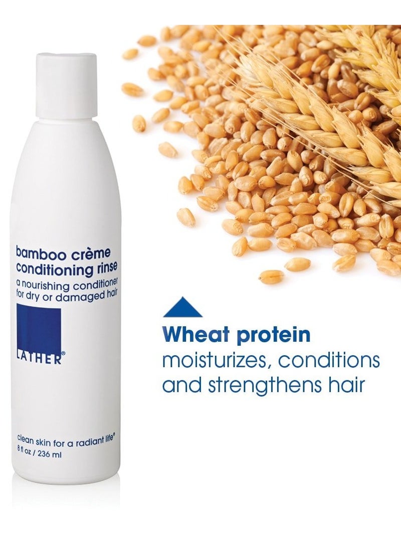 LATHER Bamboo Creme Conditioner - Hydrate Scalp on Dry or Damaged Hair - Light Weight & Non-Greasy Formula - Gentle Daily Hair Detangler Conditioner for Dry Hair - Sulfate Free - 8 Fl Oz Bottle
