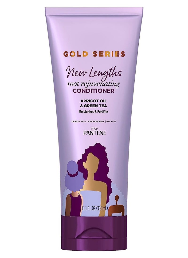 Pantene Gold Series Root Rejuvenating Conditioner with Apricot Oil & Green Tea, Moisturizes & Fortifies, for Natural, Textured, Curly, Coily Hair, Sulfate Free, 11.1 Fl Oz