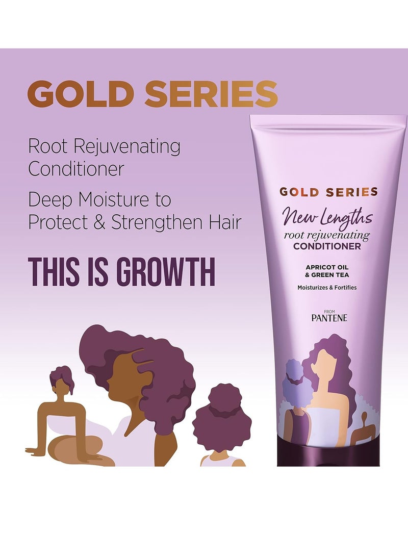 Pantene Gold Series Root Rejuvenating Conditioner with Apricot Oil & Green Tea, Moisturizes & Fortifies, for Natural, Textured, Curly, Coily Hair, Sulfate Free, 11.1 Fl Oz