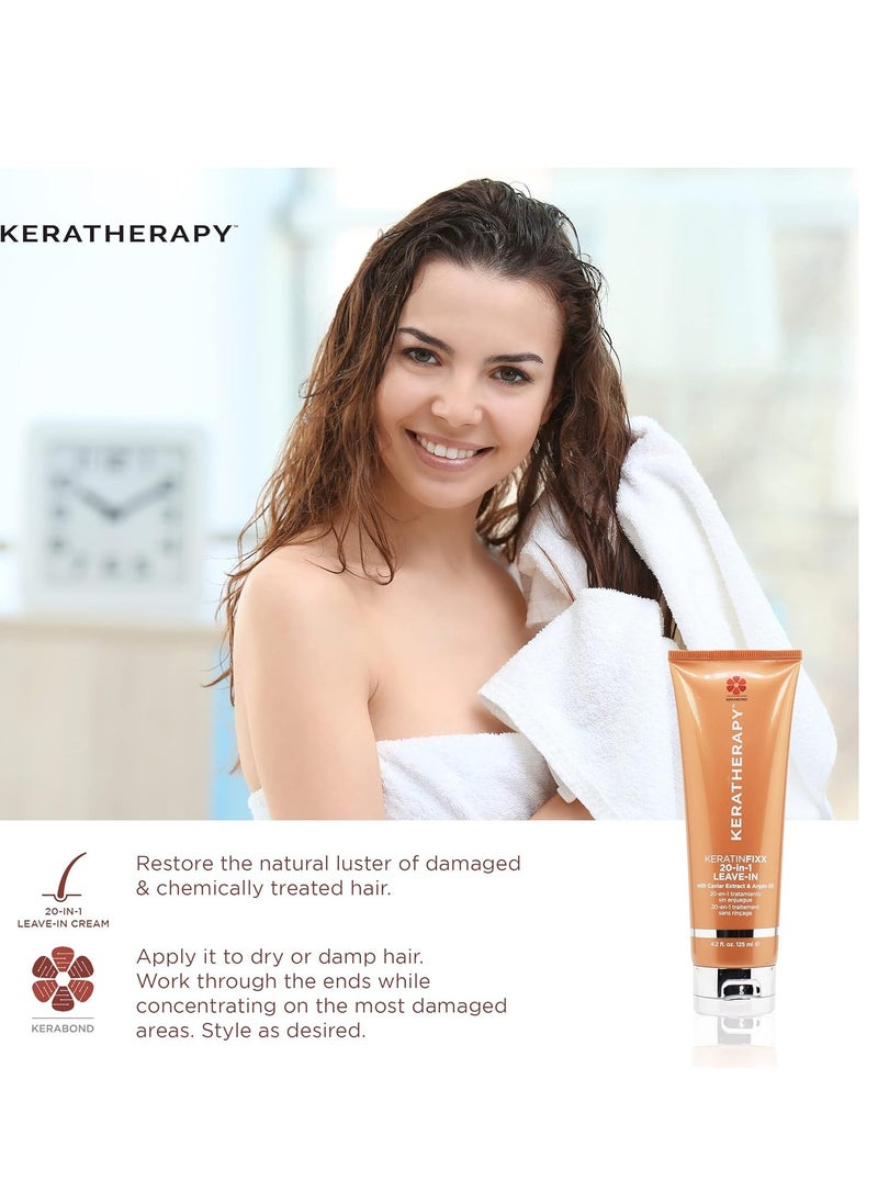 KERATHERAPY Keratin Infused KeratinFIXX 20-in-1 Leave-in, 4.2 fl. oz., 125 ml - Smoothing Leave in Conditioner Transforms Your Hair with 20 Benefits in 1 Easy Step - With Caviar Extract, & Argan Oil
