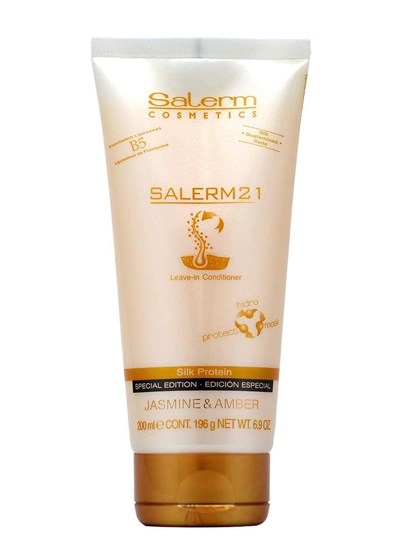 Salerm - 21 Jasmine and Amber - 200 ml - Leave-In Mask and Conditioner - with Silk Proteins - Anti-Frizz - Split Ends Repair - Deep Hydration