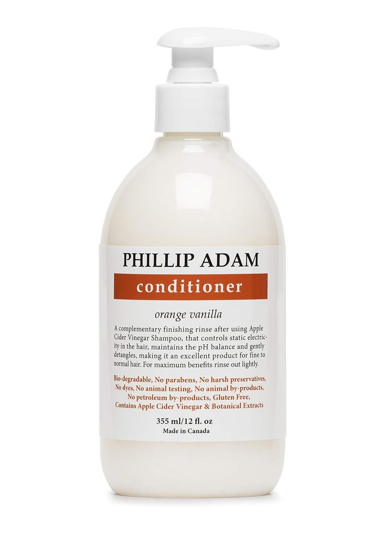 Phillip Adam Orange Vanilla Conditioner for Smooth and Shiny Hair - No Harsh Chemicals - Safe for Color Treated Hair - Delicious Natural Scent - 12 Ounce
