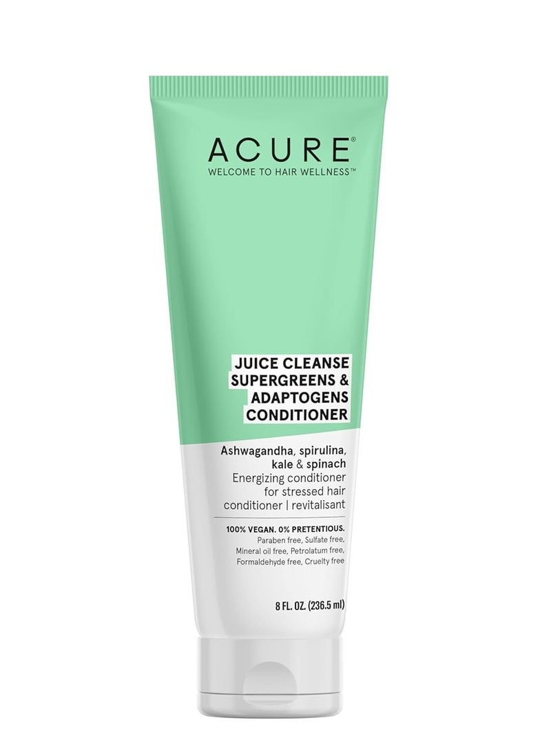 Acure, Juice Cleanse Supergreens Adaptogens 100 Vegan Antioxidant For Stressed Hair Ashwagandha Spirulina Kale Spinach Brightens ReEnergizes Hair, Conditioner, 8 Fl Oz