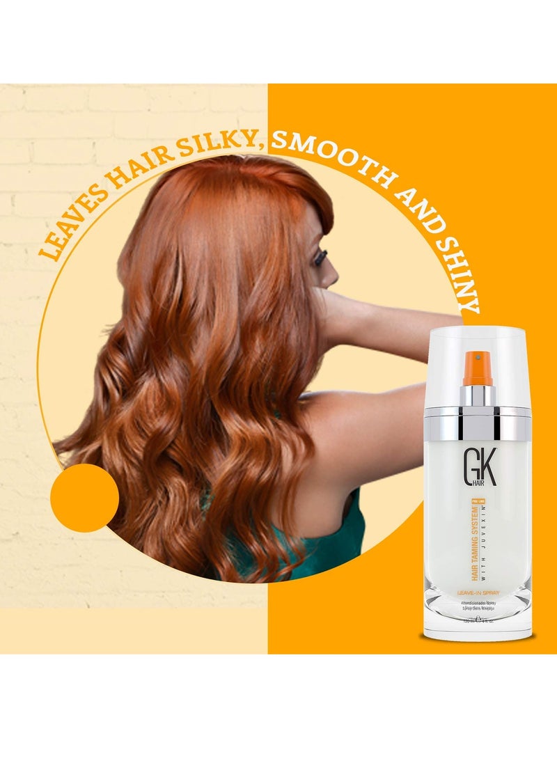 GK HAIR Global Keratin Leave-In Conditioner Detangler Spray 120 ml - For Dry, Damaged and Frizzy Hair Protection With Organic Natural Oil Strength & Shine | Hydrating Smoothing Styler