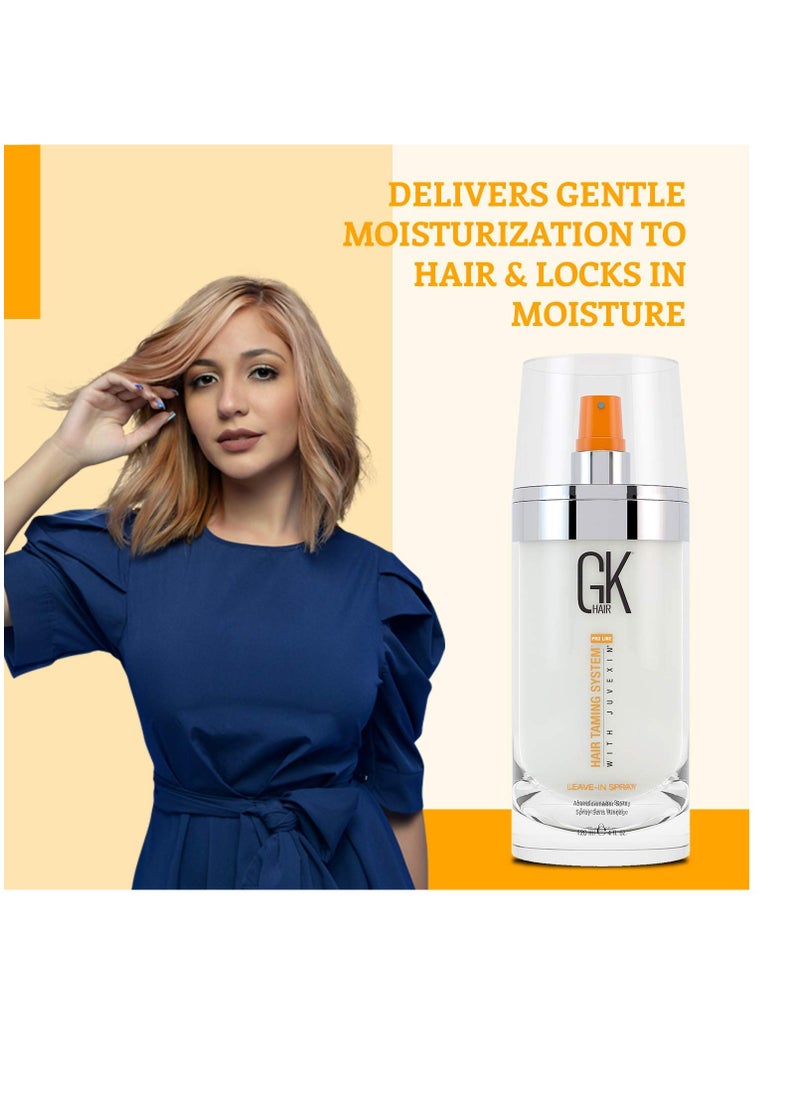 GK HAIR Global Keratin Leave-In Conditioner Detangler Spray 120 ml - For Dry, Damaged and Frizzy Hair Protection With Organic Natural Oil Strength & Shine | Hydrating Smoothing Styler