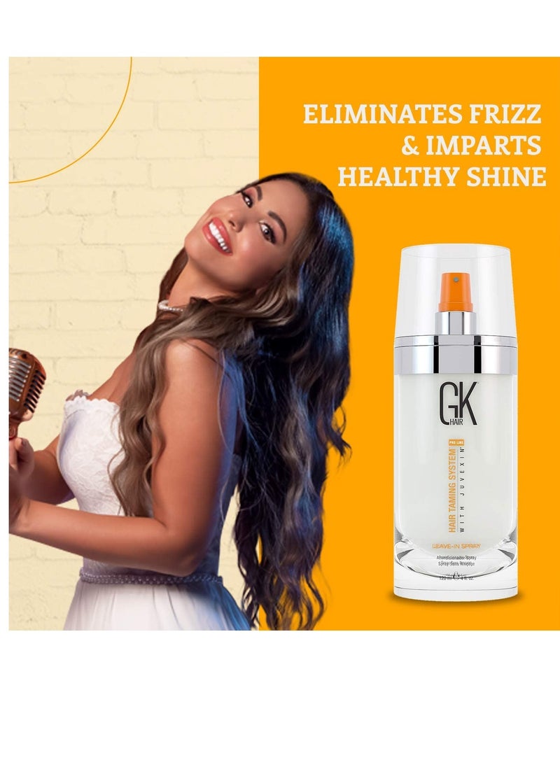 GK HAIR Global Keratin Leave-In Conditioner Detangler Spray 120 ml - For Dry, Damaged and Frizzy Hair Protection With Organic Natural Oil Strength & Shine | Hydrating Smoothing Styler