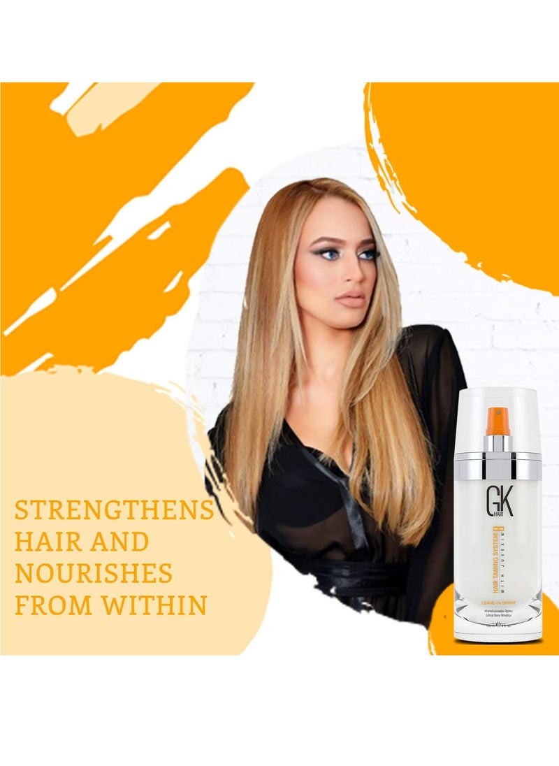 GK HAIR Global Keratin Leave-In Conditioner Detangler Spray 120 ml - For Dry, Damaged and Frizzy Hair Protection With Organic Natural Oil Strength & Shine | Hydrating Smoothing Styler