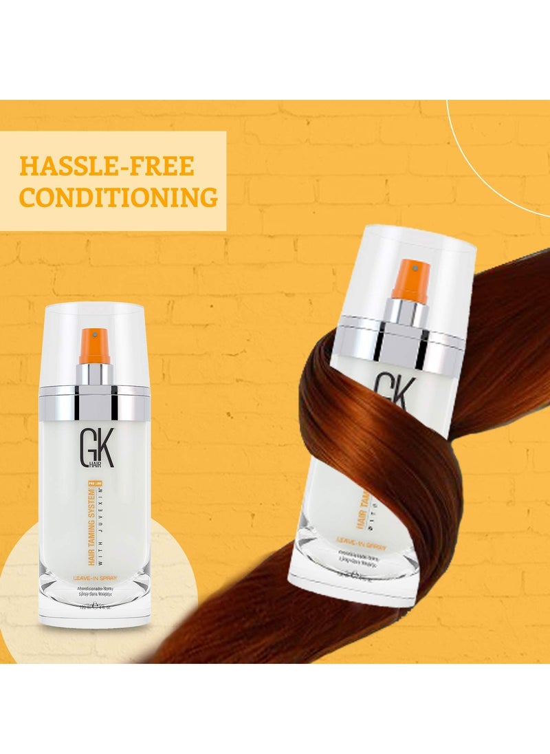 GK HAIR Global Keratin Leave-In Conditioner Detangler Spray 120 ml - For Dry, Damaged and Frizzy Hair Protection With Organic Natural Oil Strength & Shine | Hydrating Smoothing Styler