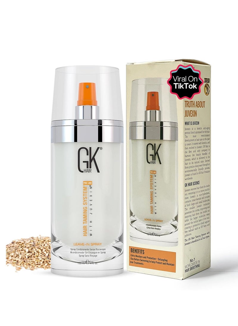 GK HAIR Global Keratin Leave-In Conditioner Detangler Spray 120 ml - For Dry, Damaged and Frizzy Hair Protection With Organic Natural Oil Strength & Shine | Hydrating Smoothing Styler