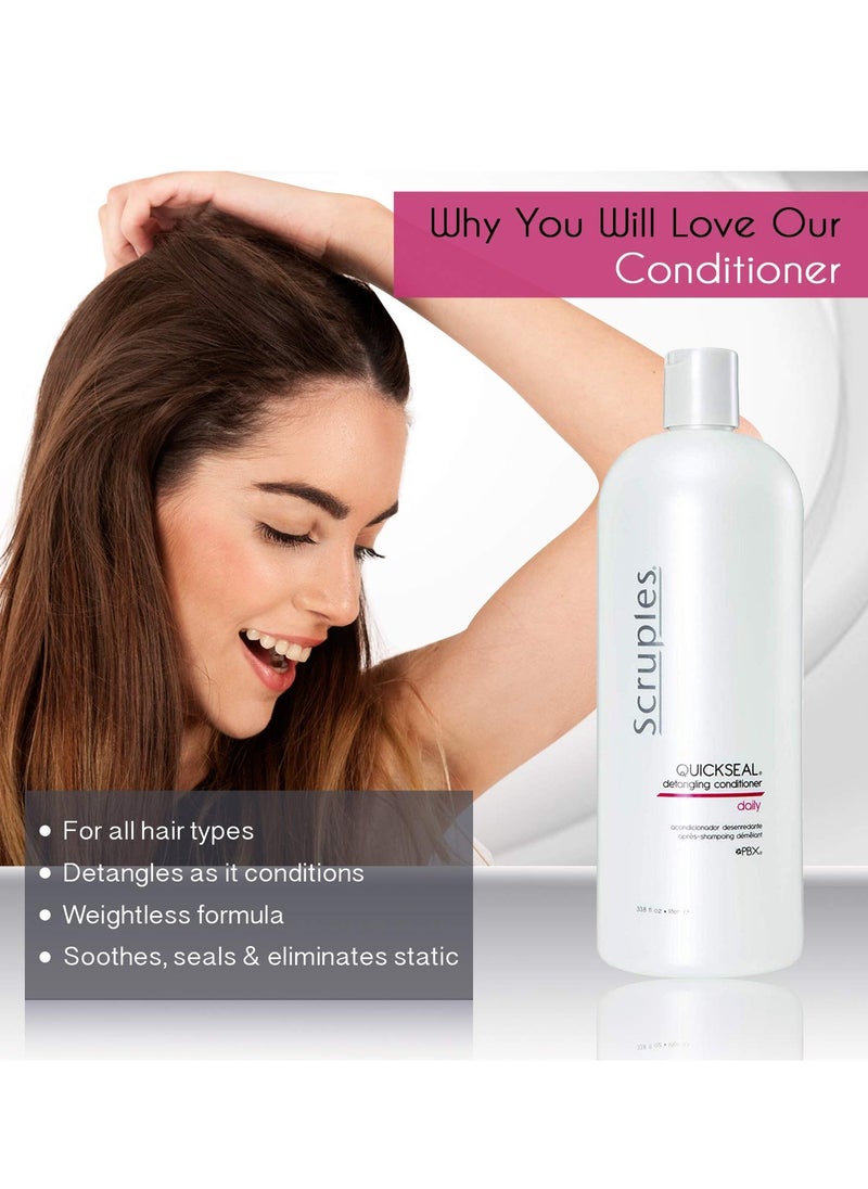 Scruples Quickseal Detangling Conditioner - Hair Smoothing & Frizz Control Treatment - Conditions & Detangles All Hair Types (33.8 oz)