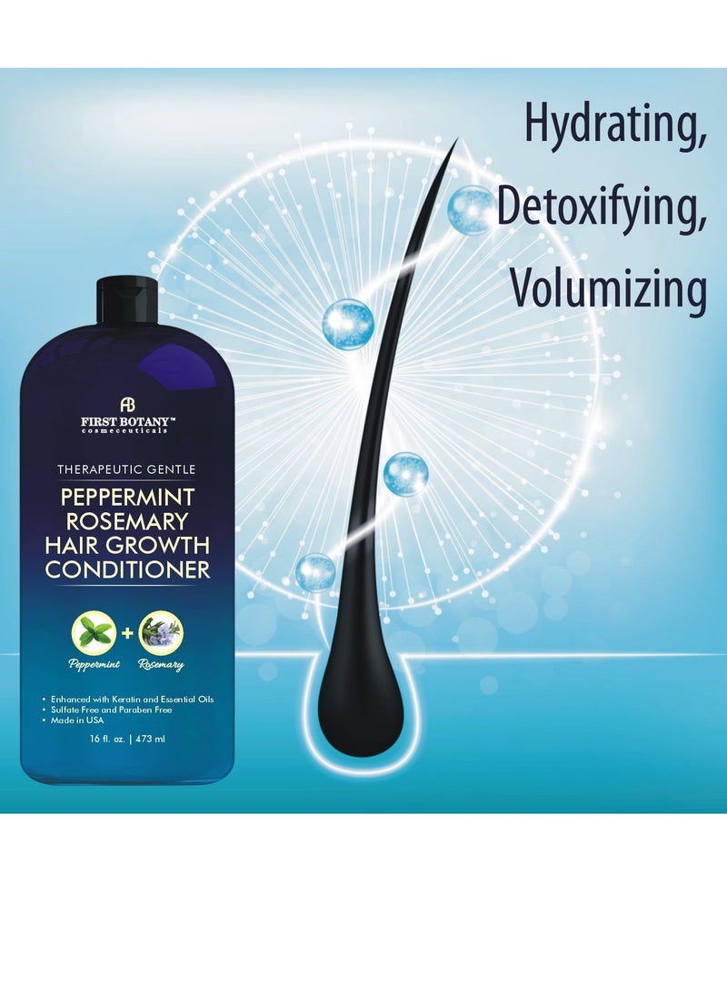 Peppermint Rosemary Hair Regrowth Conditioner - Anti Hair Loss product, Daily Hydrating, Detoxifying, Volumizing Conditioner and Fights Dandruff For Men and Women 16 fl oz