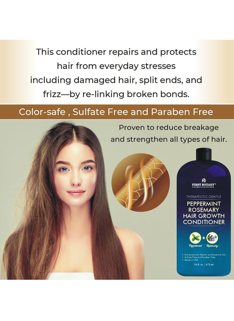 Peppermint Rosemary Hair Regrowth Conditioner - Anti Hair Loss product, Daily Hydrating, Detoxifying, Volumizing Conditioner and Fights Dandruff For Men and Women 16 fl oz